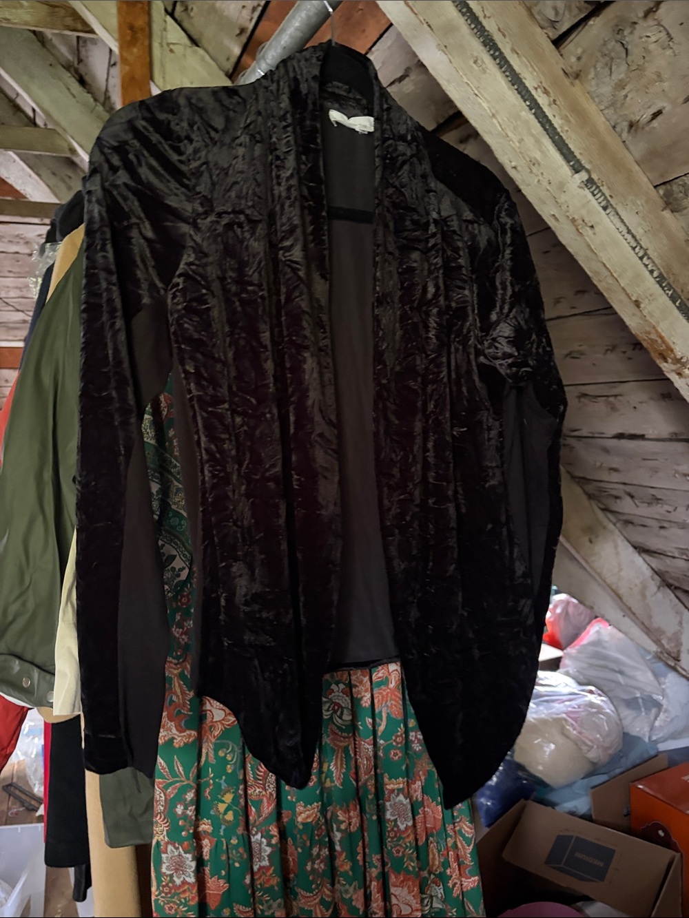 Lola & Sophie Black Velvet Open-Front Blazer